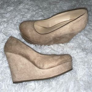 Tan suede wedges